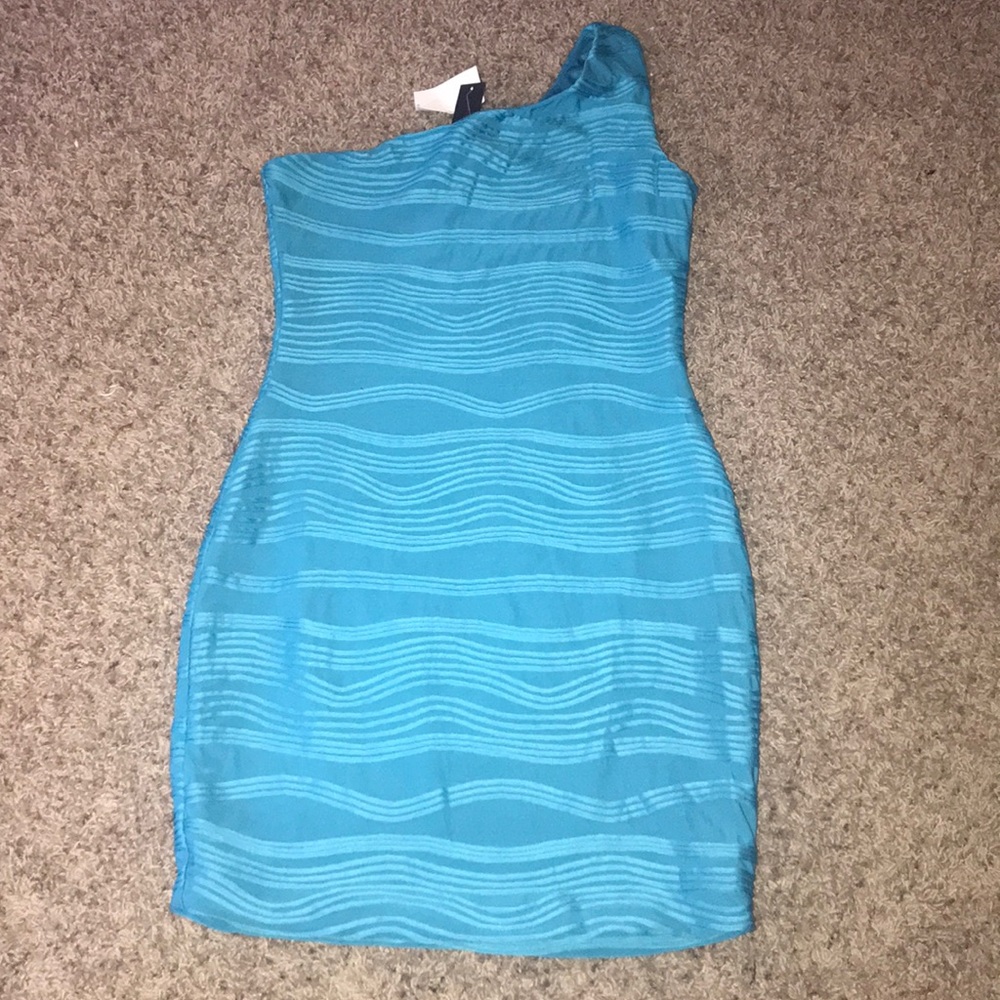 Blue one shoulder dress